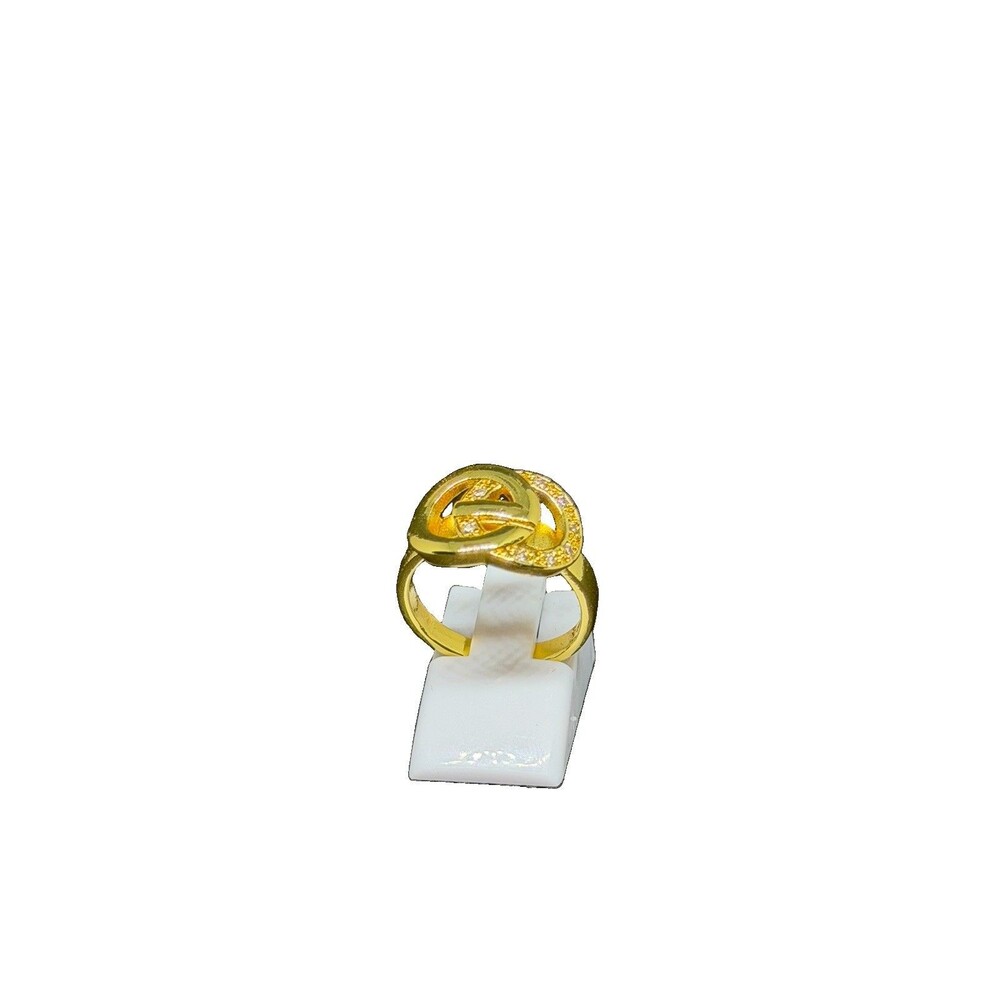 Gold Tone Knot Style Band Ring Metal No Stone 0 Gemstones Size 8 - Picture 2 of 7